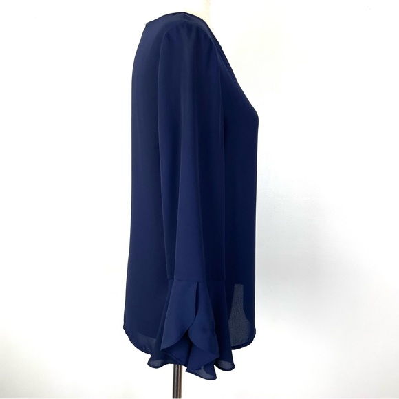 Soho Navy Blue Sheer Pull Over Blouse XS - Picture 7 of 11